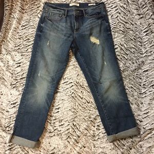 Women’s distressed straight leg jeans